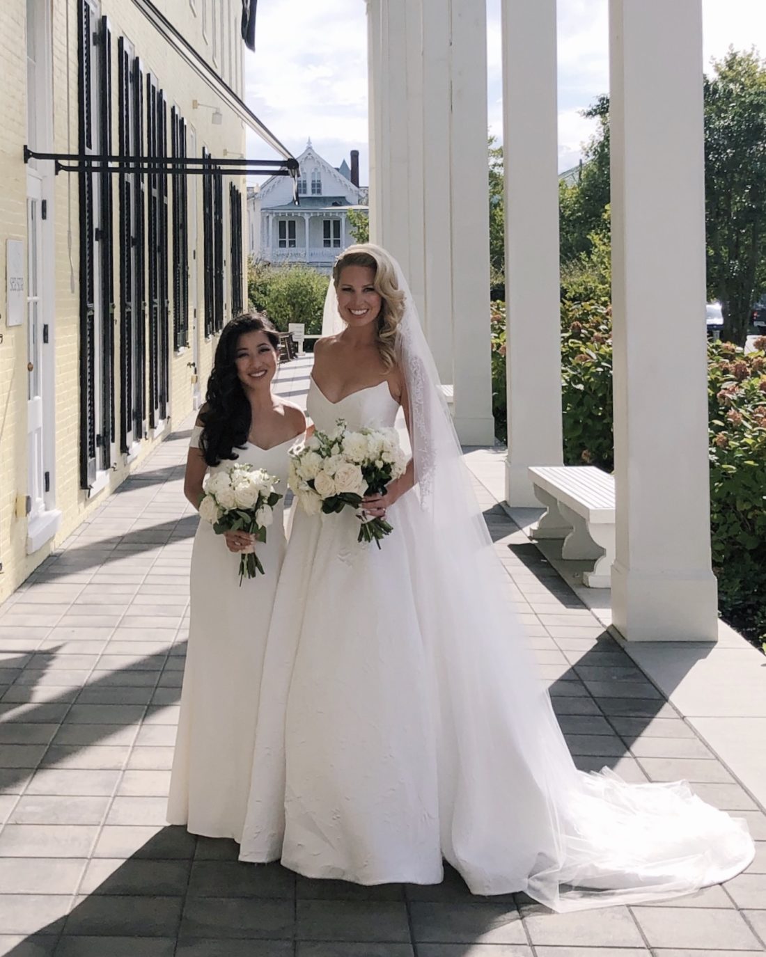 white bridesmaid dress cape may wedding