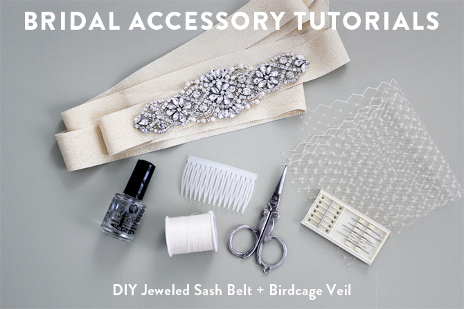 Birdcage Veil Bridal Jeweled Sash Belt Wedding DIY Tutorials