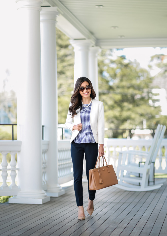 navy pants professional work outfit ideas petite fashion blog