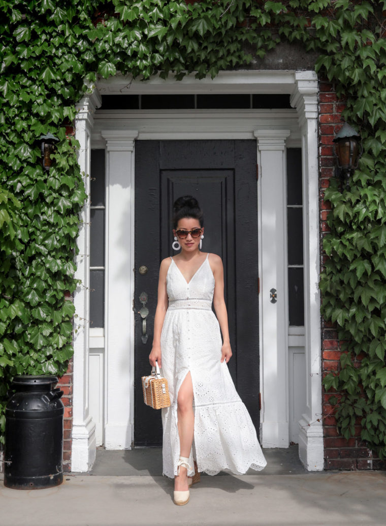 summer white eyelet lace maxi skirt dress for petites