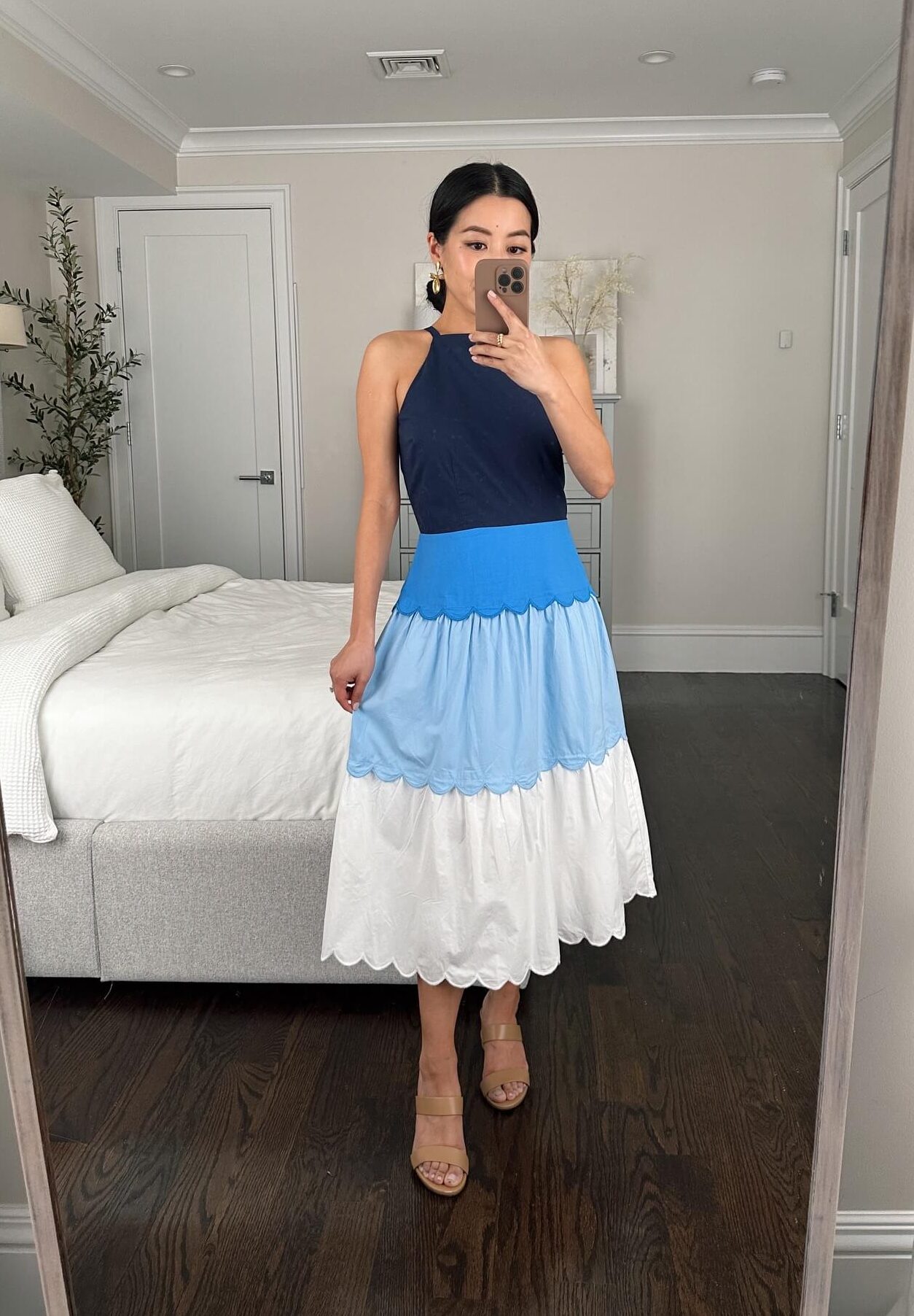 Ann Taylor blue colorblock spring dress petite