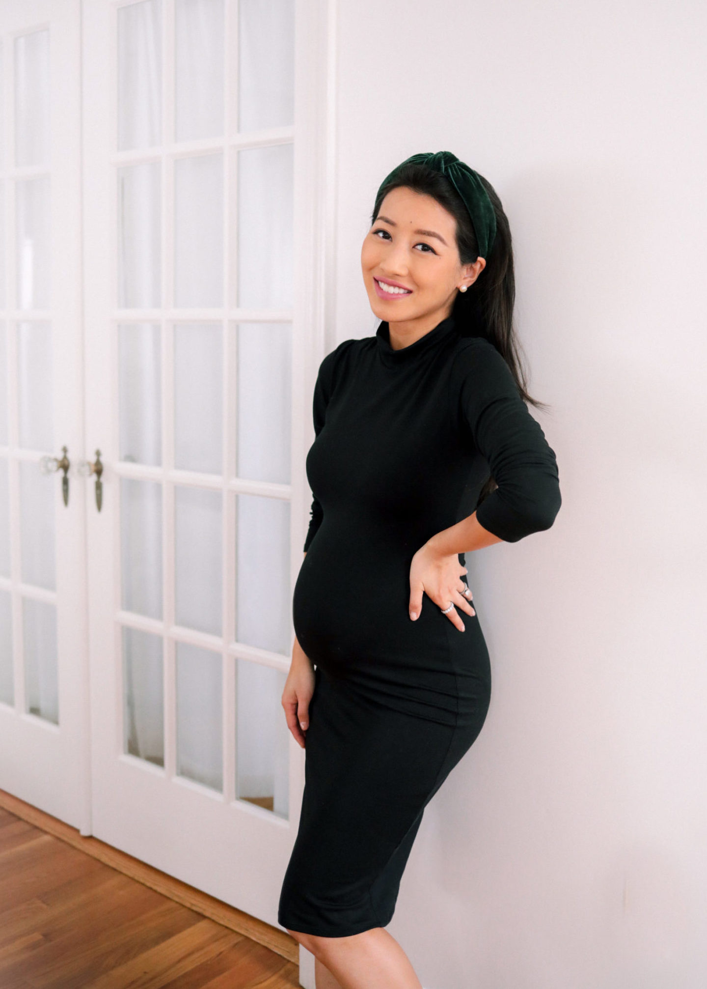 extra petite baby announcement black maternity dress