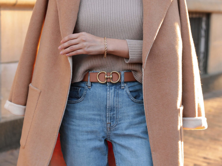 Edited Pieces camel coat outfit