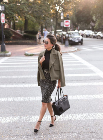 classy outfits tweed petite pencil skirt olive trench coat