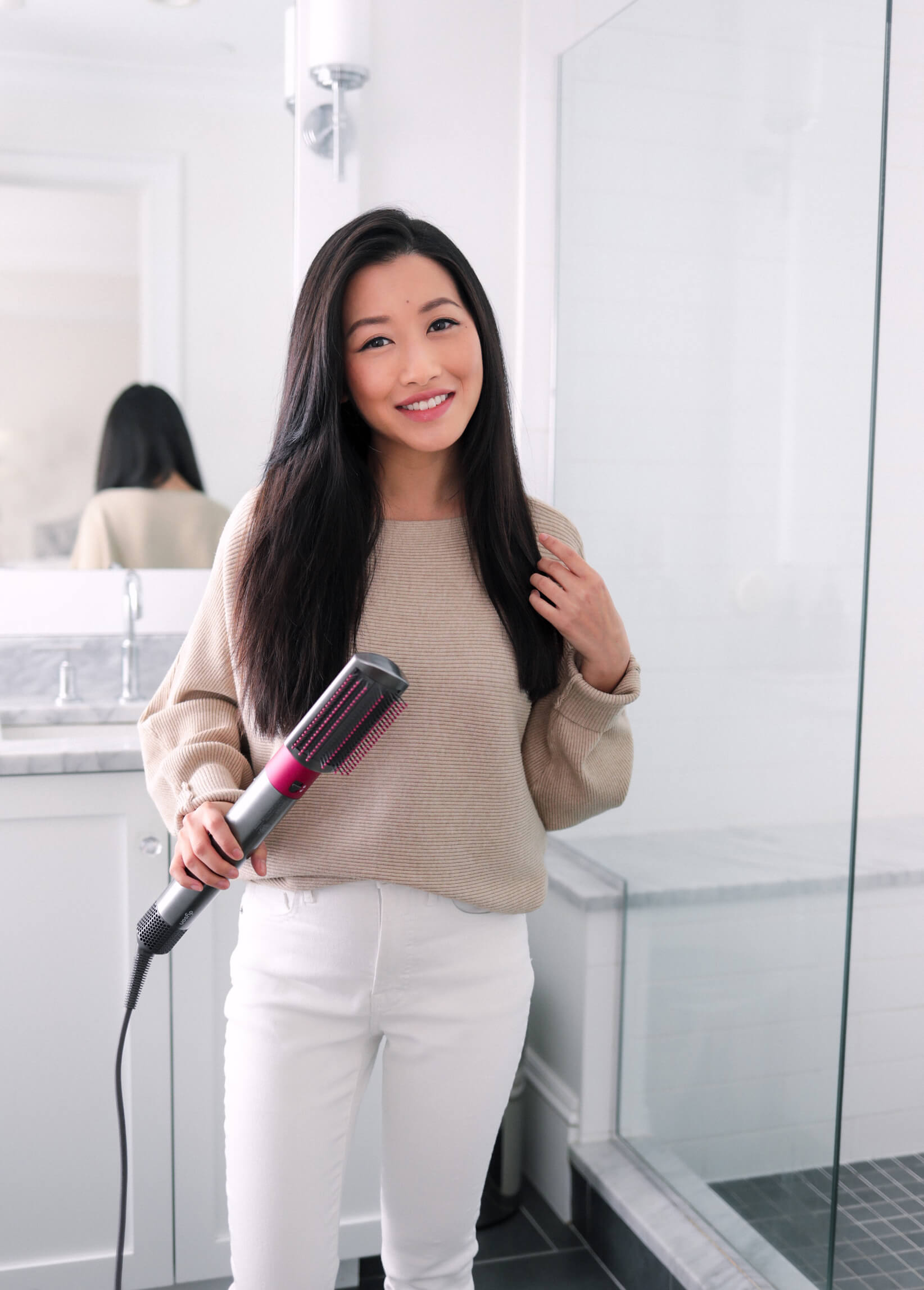 how to style long hair with Dyson Airwrap