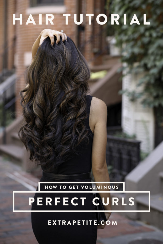 Looking for the best curls? The perfect hair curling tutorial video with tips to get more volume from Boston style blogger, Extra Petite. 