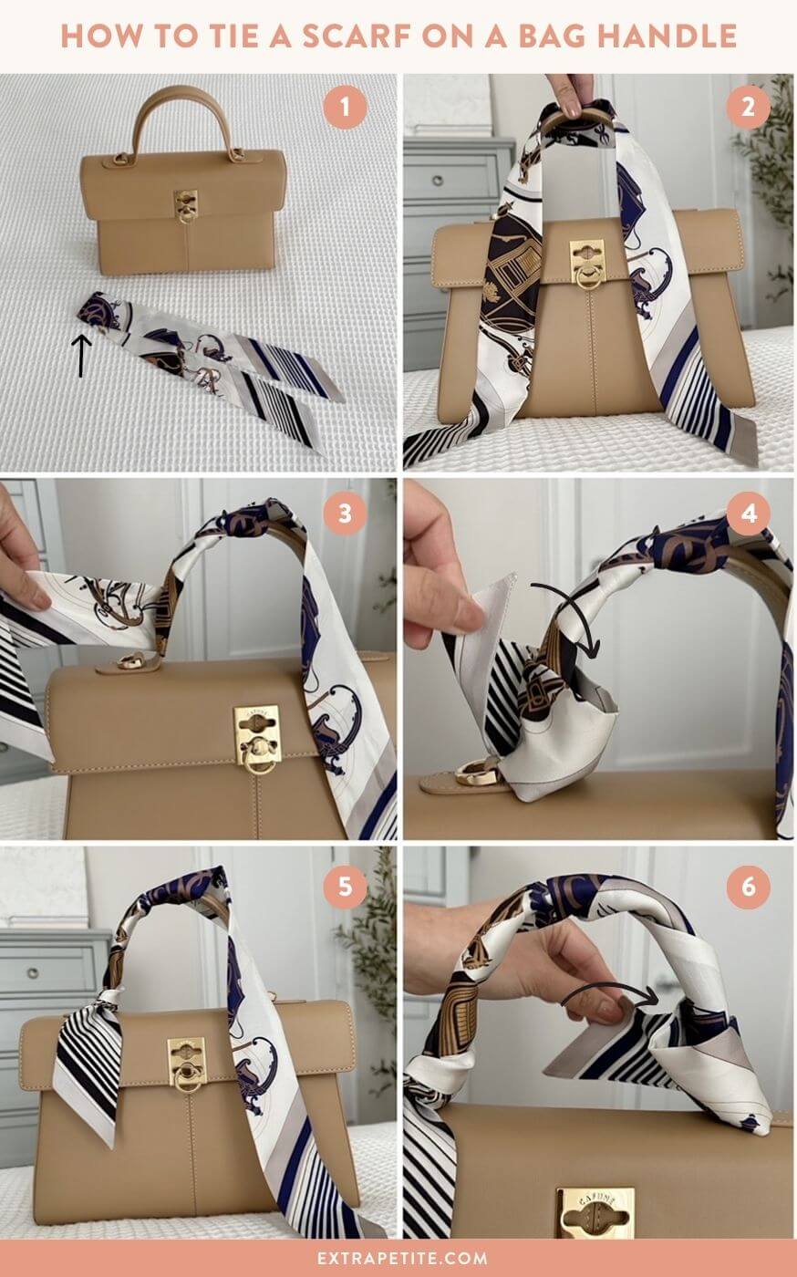 how to tie a scarf on a bag handle step by step tutorial