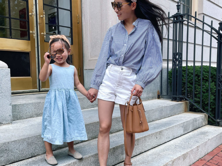 mommy and me blue white outfits summer boston