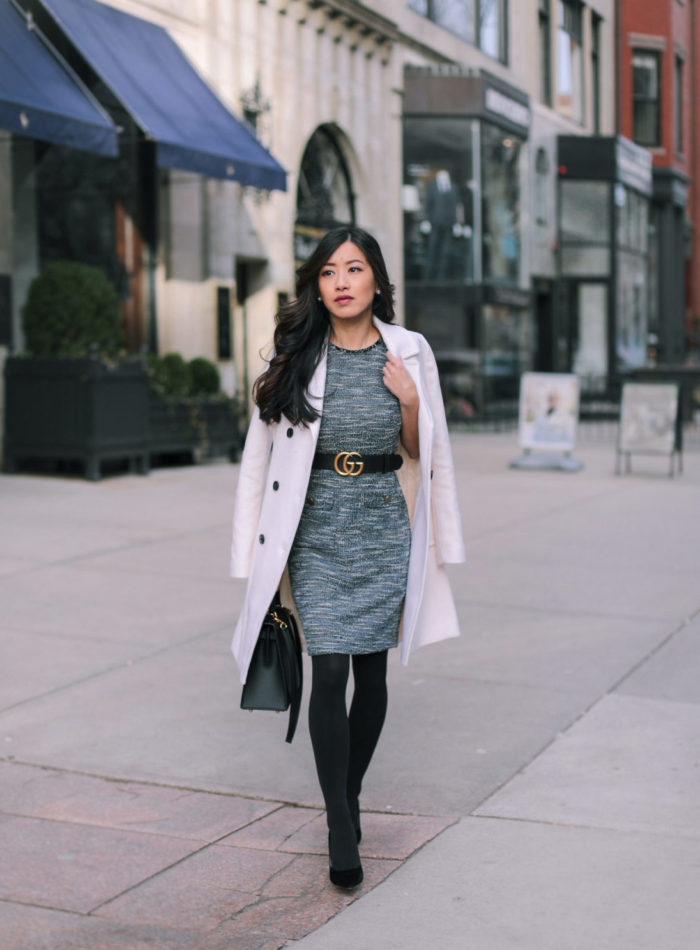 petite tweed dress winter workwear