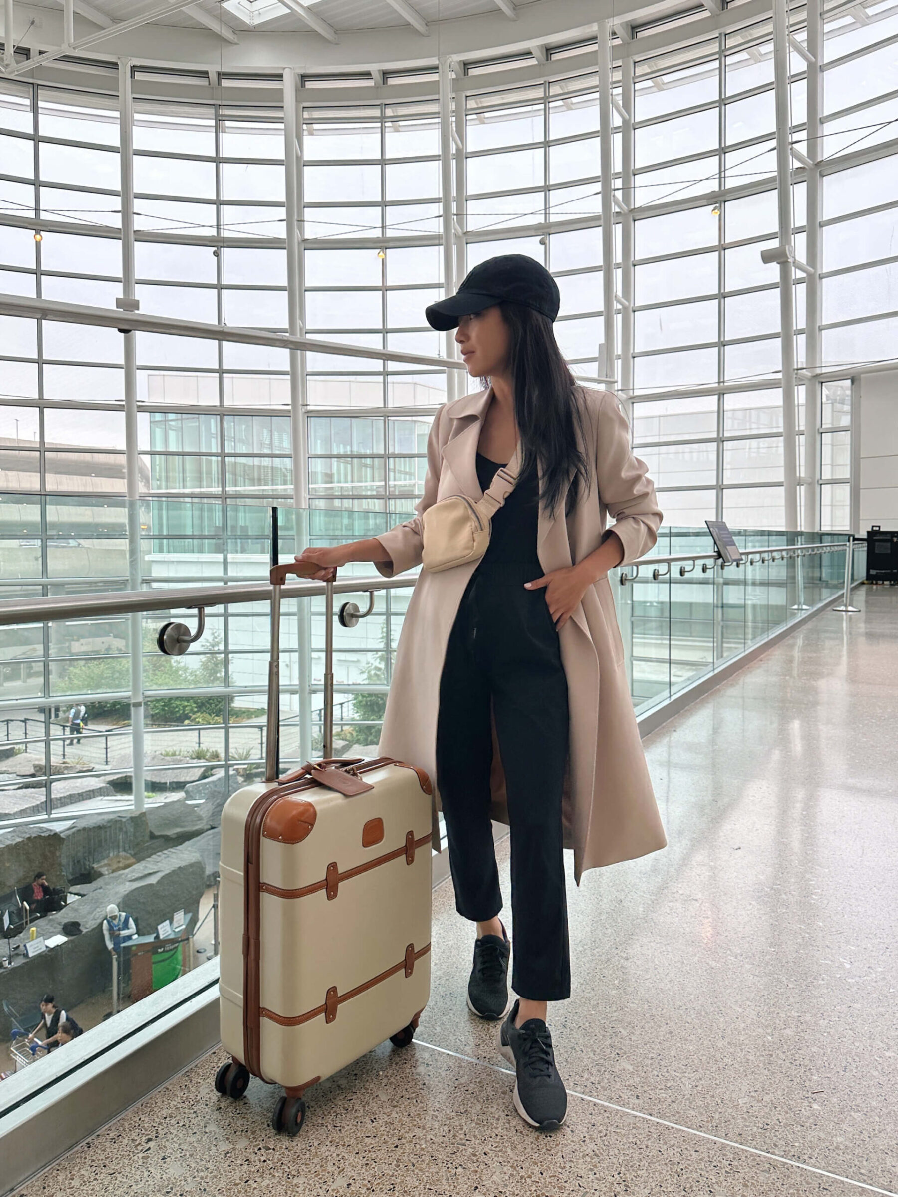 petite edited pieces trench coat airport travel outfit