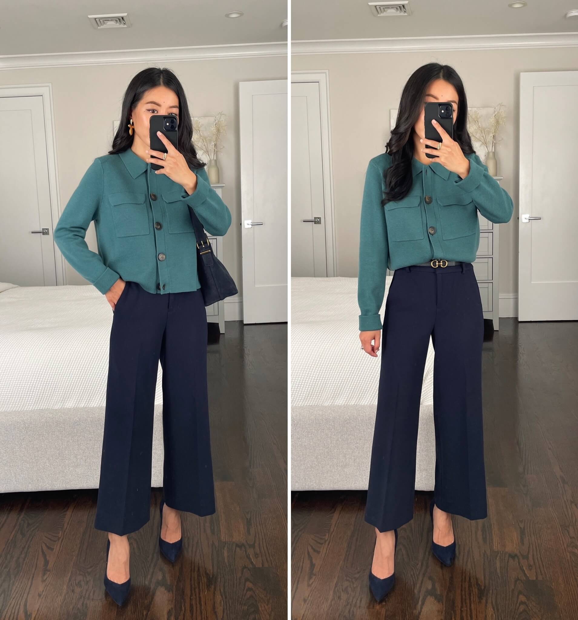 Sézane Betty Cardigan petite try on review sage