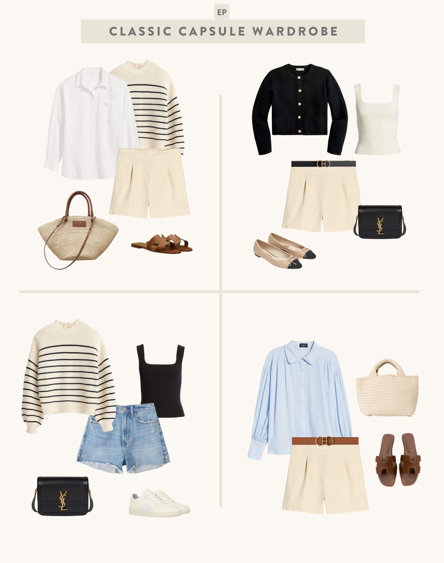 petite summer capsule outfits with shorts