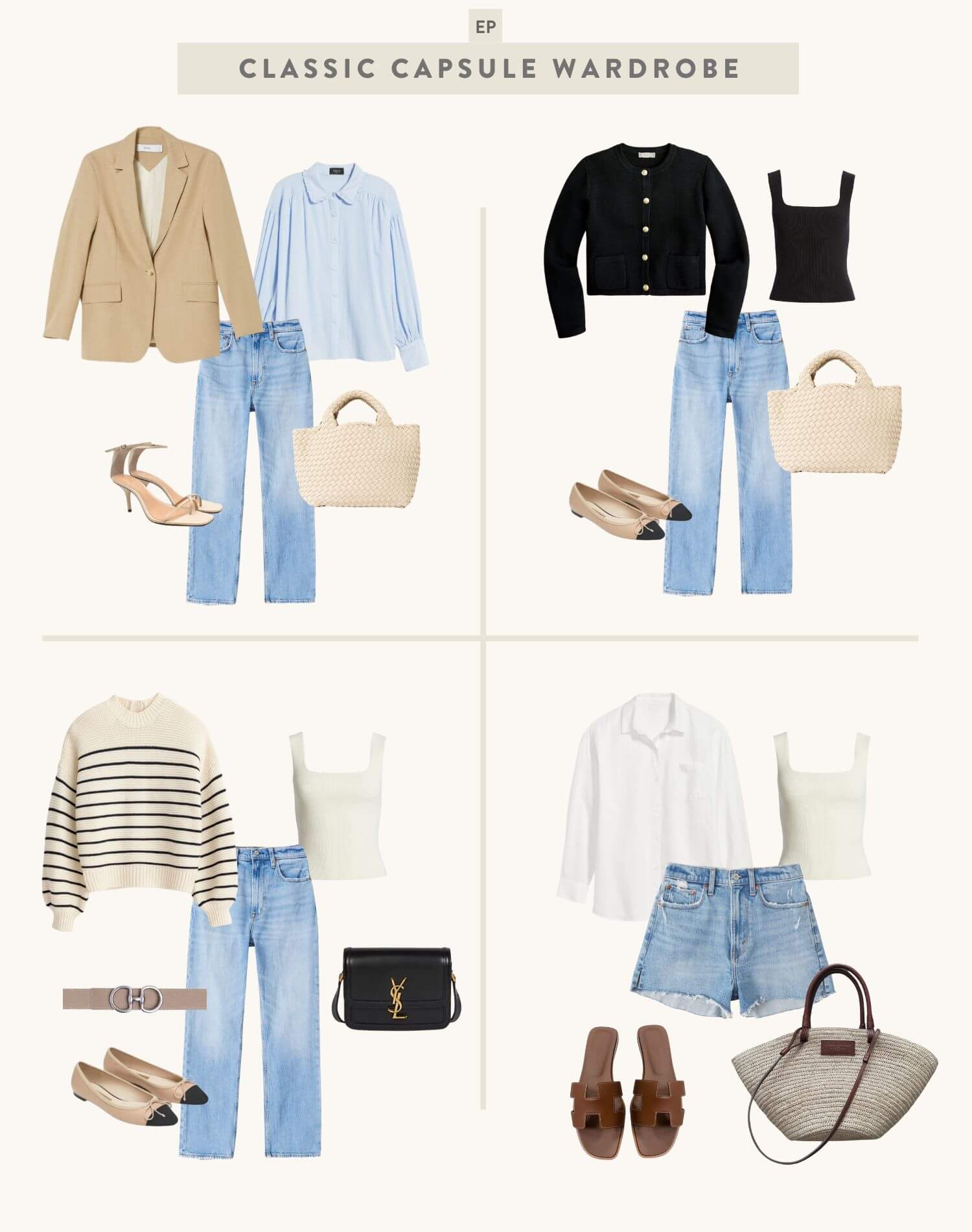 casual summer capsule wardrobe outfits jeans