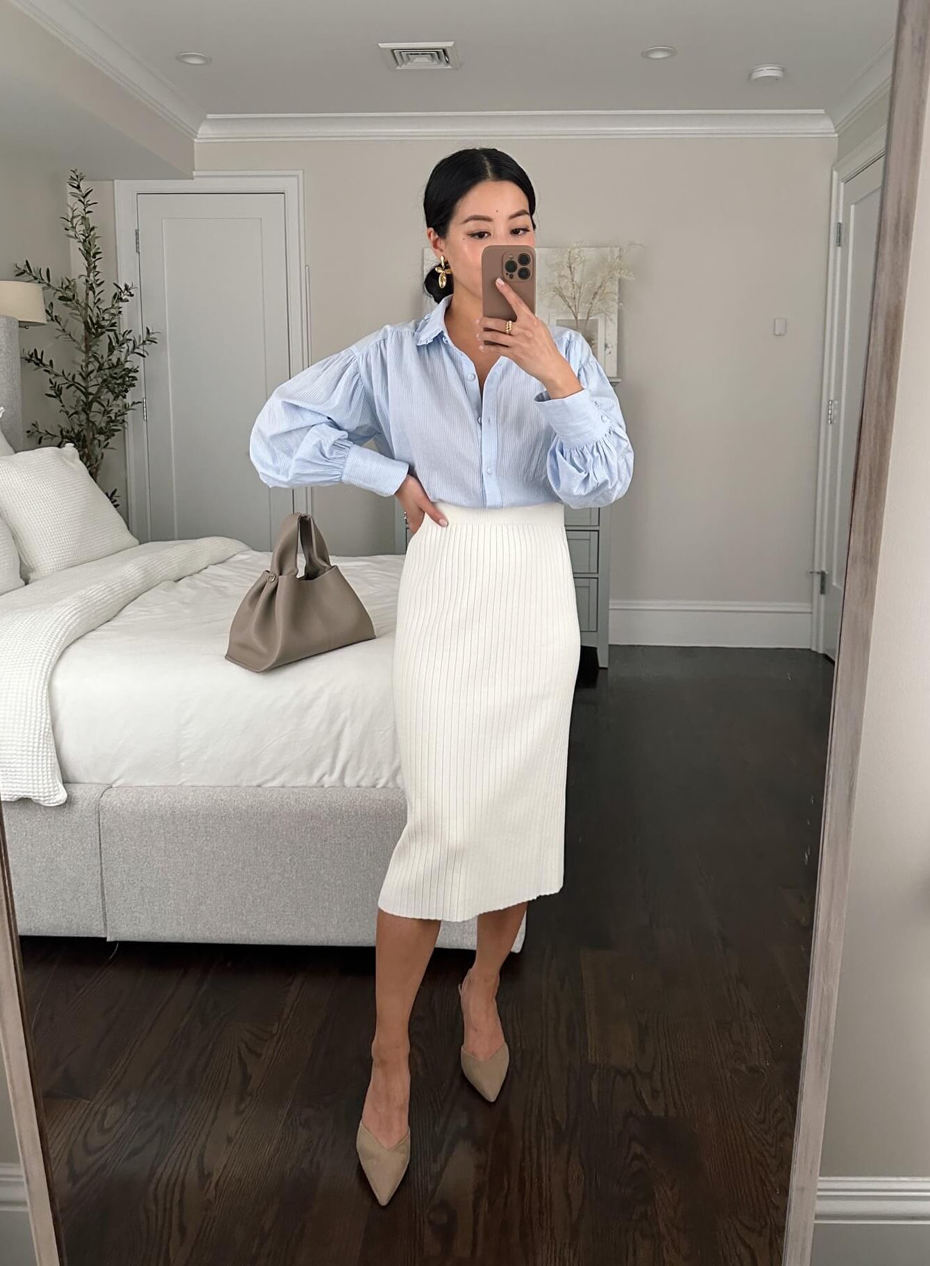 summer workwear for petite women white skirt outfit