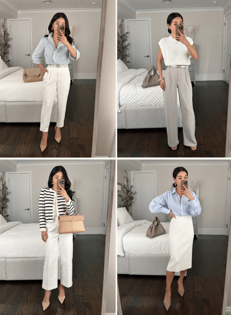 summer neutrals petite business casual work outfit ideas