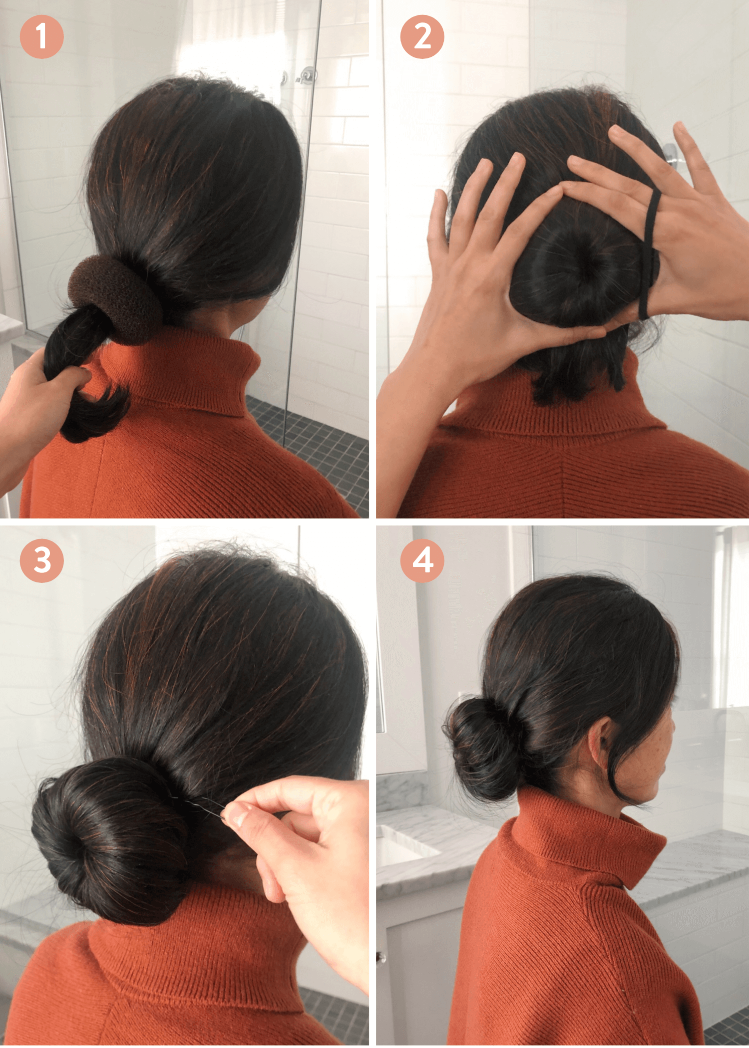 Hair donut low bun tutorial