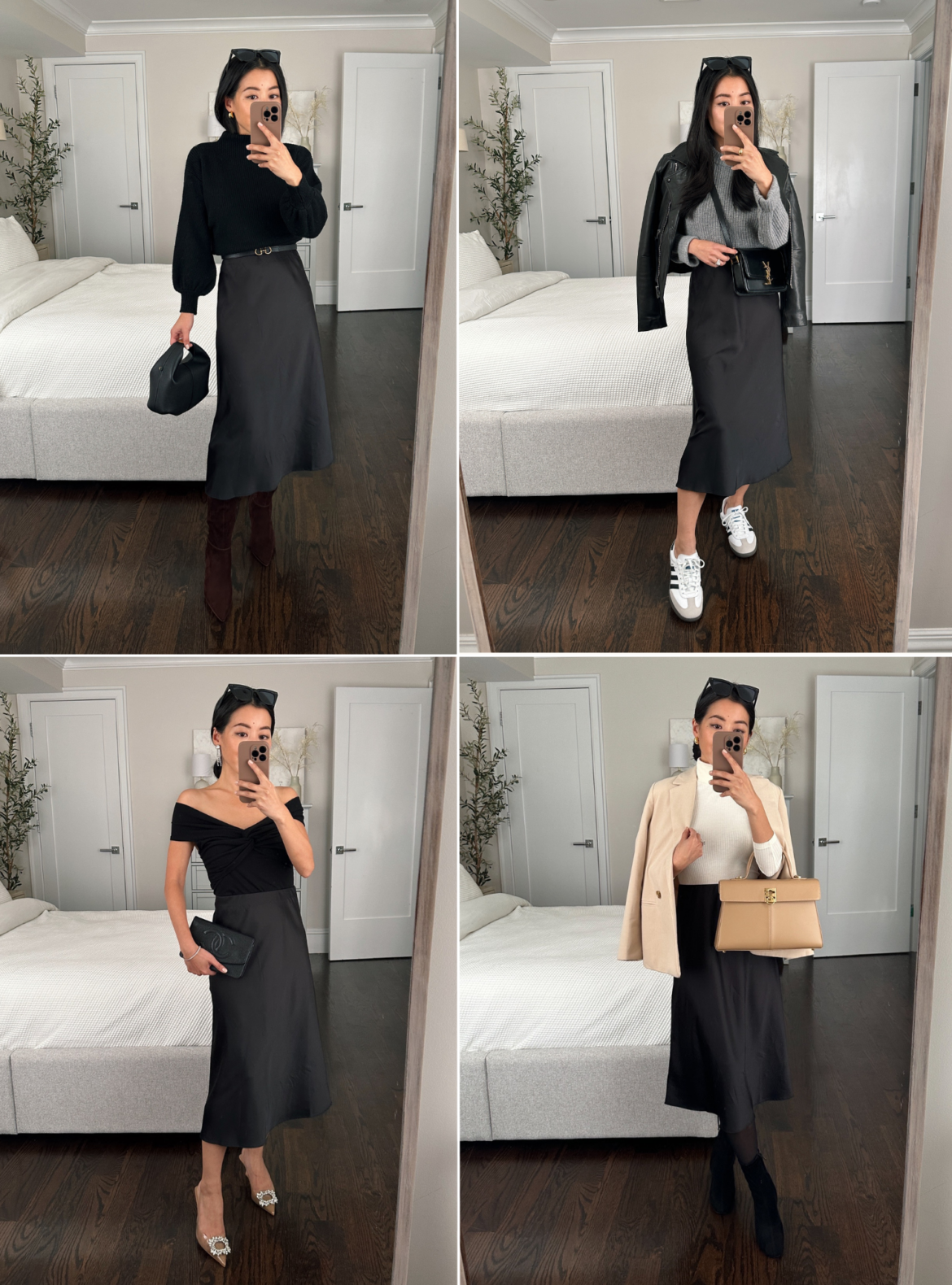 ways to style a slip skirt petite outfit fall winter