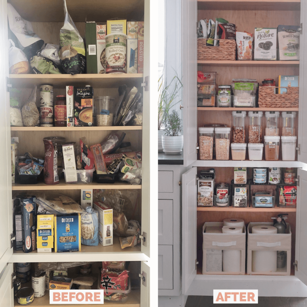 Kitchen Pantry Organization Before and After