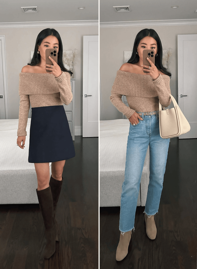 off the shoulder sweater 2 ways fall 2023